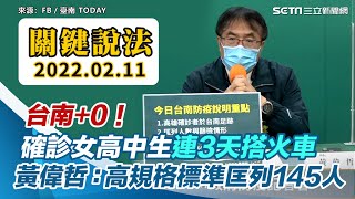 台南+0！確診女高中生連3天搭火車　黃偉哲：高規格標準匡列145人｜三立新聞網 SETN.com