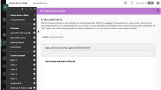 Blackboard menu overview