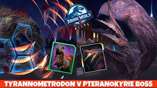 Tyrannometrodon v Pteranokyrie Raid Boss (Jurassic World Alive 2.19)