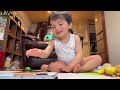 【日常vlog】【1歳半男の子】雨の日の過ごし方 じいじと過ごす夜※鶴の折り方教えます笑 成長記録