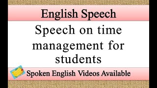Speech on time management for students in english | time management for students speech in english