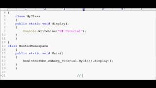 C Sharp tutorial || Part11 || Nested Namespace