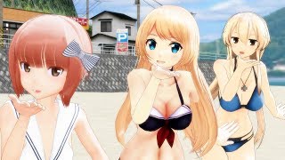 【MMD艦これ】水着ver  島風・ Z3・Jervisで真夏のレターレインボー【HD】1080p60 fps