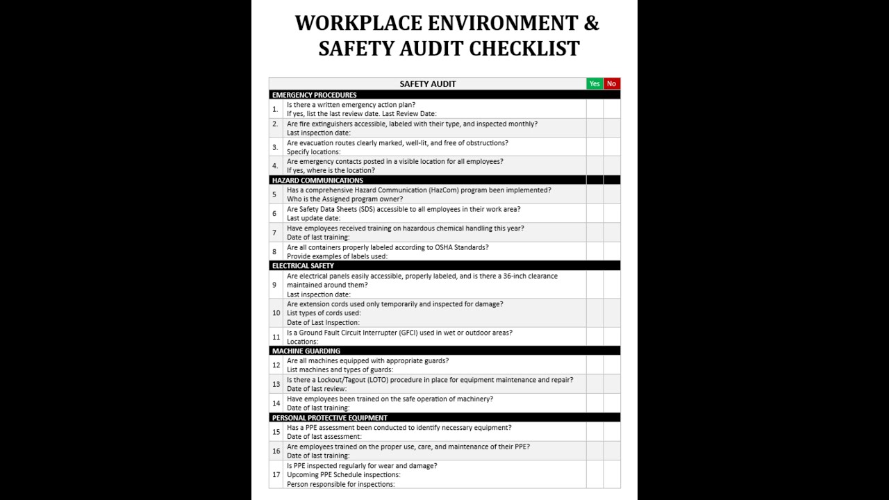 What Is Safety Audit Checklist Infoupdate Org