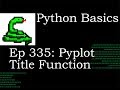 Python Basics Matplotlib Pyplot Title Function