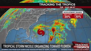 Tracking the Tropics: Tropical Storm Nicole organizing as it moves toward Florida