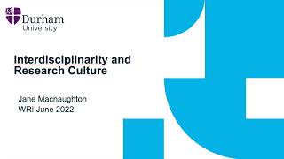 Interdisciplinarity and research culture