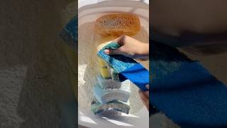 ASMR powdery jelly bulk sponge ripping - kitchen scours off #satisfying #spongeripping