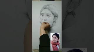 Sketch with me 🤍 How to draw girl 080125E with Charcoal #drawing #sketch  #charcoal