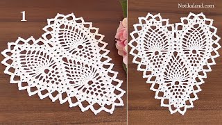 Crochet Lace Doily EASY Crochet Heart doily tutorial  Part 1, 1 - 15 row