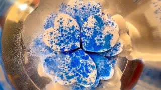 🤍White BAKING SODA Hearts Covered with Blue Powder|#2speeds |#asmr |#oddlysatisfying |#stressrelief