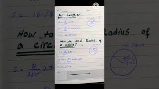 How to find Arc length & Radius by Formula? #short🖊📚 #youtube