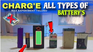 ||HOW TO CHARGE ALL TYPES OF BATTER'S😱||MAX EXPERIMENT TELUGU|#battery #charge #viral