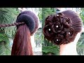 Latest Flower Bun Hairstyle Step By Step || hairstyles for short hair || bridal hairstyle