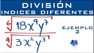 División de radicales con indices diferentes | Ejemplo 2