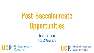 Post Baccalaureate Opportunities Workshop