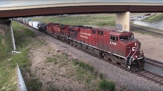 CP Train Spotting HD: CP 8799 9640 \u0026 DPU 8946 Departing 201 South At Ellerslie Leduc Sub 1/1 6/25/18