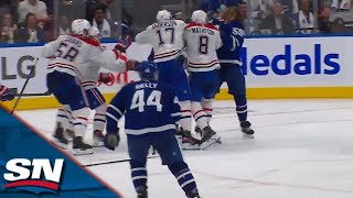 Scrum Breaks Out Between Maple Leafs & Canadiens After Jake Allen Denies Auston Matthews
