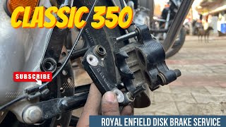 royal enfield classic 350 front disc brake | brake service | brake pad change | brake clipper