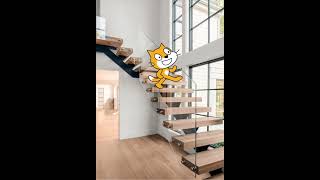 Scratch cat falls down the stairs #scratchcat #stairs