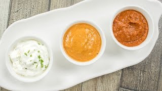 3 Chutney Recipes / Easy Dips \u0026 Sauces | Schezwan Sauce, Sesame Chutney and Eggless Milk Mayonnaise