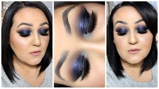 MAQUILLEJE CON PRODUCTOS ECONOMICOS/ MAQUILLAJE AHUMADO AZUL ft. LLUVIA PULIDO