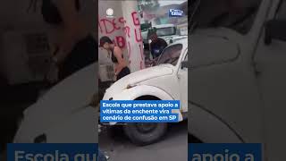 Escola que prestava apoio a vítimas da enchente vira cenário de confusão em SP #Shorts #BalançoGeral