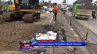 NET17-Perbaikan Jalan Pantura yang Ambles Hampir Tuntas