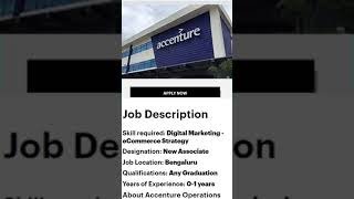 Accenture Fresher Recruitment 2022 |Any graduate Fresher jobs |Accenture Off Campus Recruitment 2022