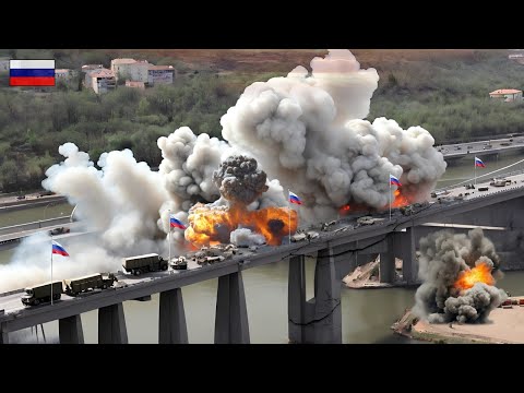 BIG Tragedy! 1500 Tons of Russian Ammunition Supply Convoy Bombarded by Ukraine on Bridge