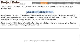 Project Euler 42 Coded Triangle Numbers