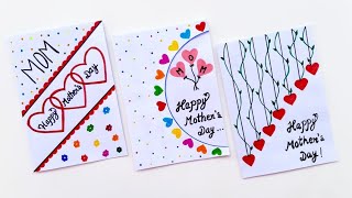 3 Easy & Beautiful white paper Mother's Day Card making idea/DIY Handmade Mothers Day greeting Card