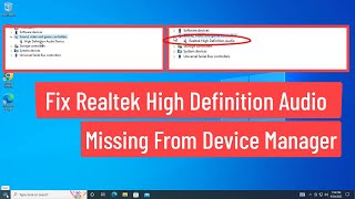 Fix Realtek High Definition Audio Missing from Device Manager Windows 11/10 [Solved]