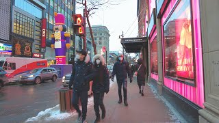 Evening Walk in Downtown Montreal - Winter January 2022