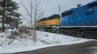 CN L540 works north Guelph with a Smurf \u0026 BNSF for power