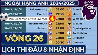 🔴 Lịch Thi Đấu Ngoại Hạng Anh 2024/2025 Vòng 26 – Tâm Điểm Man City vs Liverpool! ⚽🔥