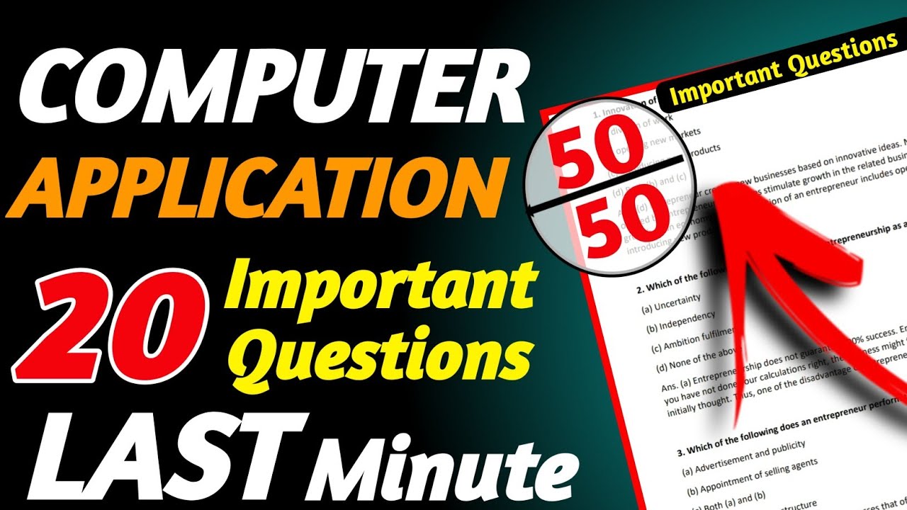 20 Important Questions Of Computer Application Class 10 | Class 10 ...