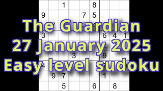 Sudoku solution – The Guardian 27 January 2025 Easy level