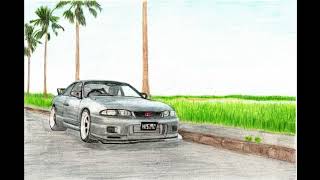 【色鉛筆画】GTR33 akitaro号01　塗り絵の作業工程をご紹介。