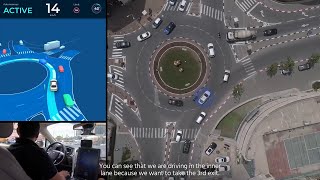 Mobileye's Autonomous Vehicle Maneuvering a Busy, Multi-Lane Roundabout