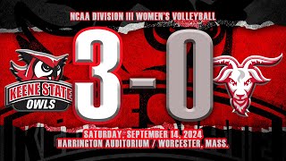 Keene State Women's Volleyball Highlights at WPI 9/14/2024