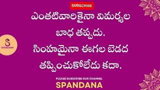 ఎంతటివారికైనా విమర్శల బాధ తప్పదు  సింహమైనా ఈగల బెడద తప్పించుకోలేదు కదా