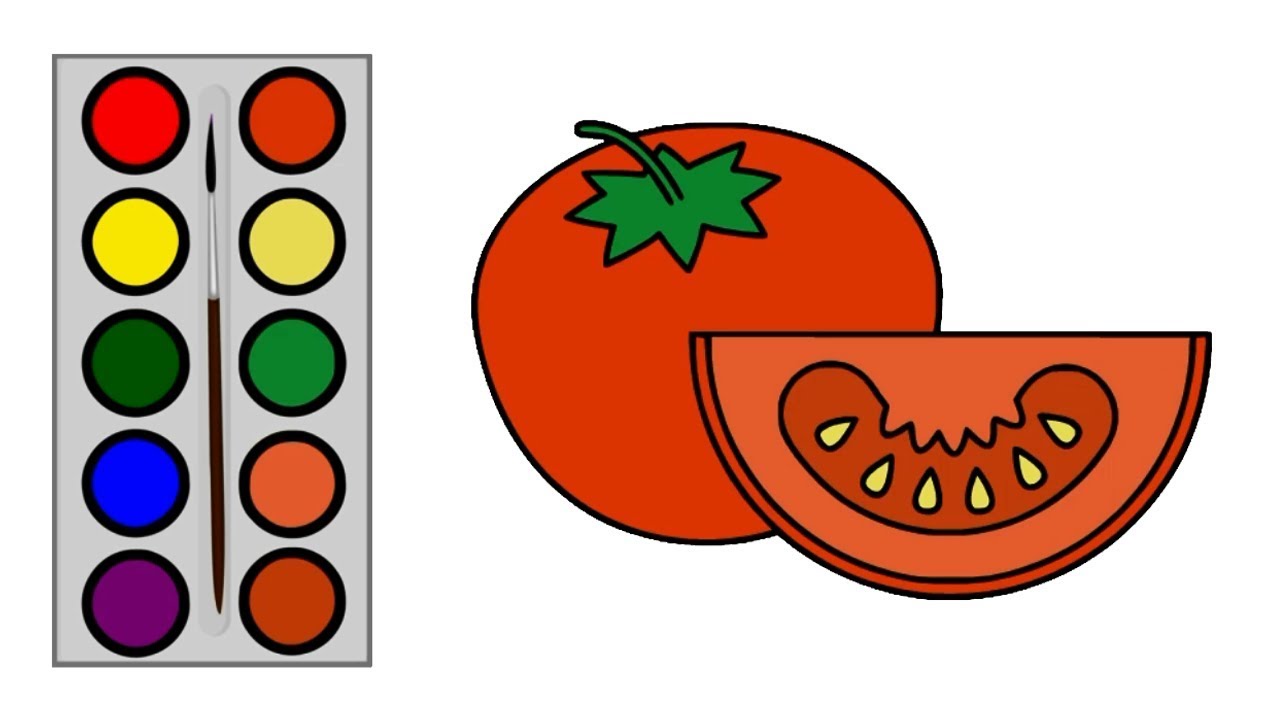 Cara Menggambar Tomat | Menggambar Dan Mewarnai Tomat Untuk Anak Balita ...