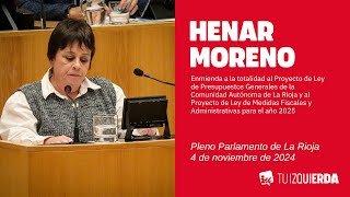 Henar Moreno en el debate de las enmiendas a la totalidad de la Ley de Presupuestos.