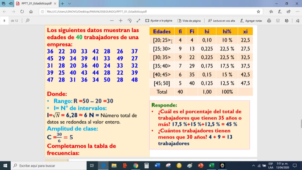 TABLA DE FRECUENCIA PARA DATOS AGRUPADOS - YouTube