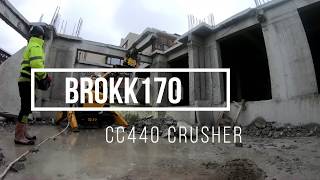 Brokk170 crushing concrete beams with CC440-Robot pentru demolare-Taiere beton