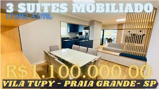 APARTAMENTO 3 SUITES MOBILIADO ALTO PADRÃO NA VILA TUPI PRAIA GRANDE[OPORTUNIDADE]