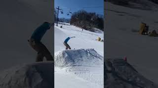 First cork 7 attempt! #flip #jump #skiing #snow #iowa #cork #720 #firsttry #youtubeshorts #midwest