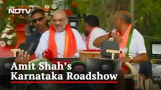 Amit Shah Holds Roadshow In Karnataka's Gundlupete Ahead Of Polls