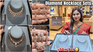 Tanishq Diamond Necklace Set Designs 5Gm Set😍| Light Weight Diamond Necklace Designs 2025 With Price